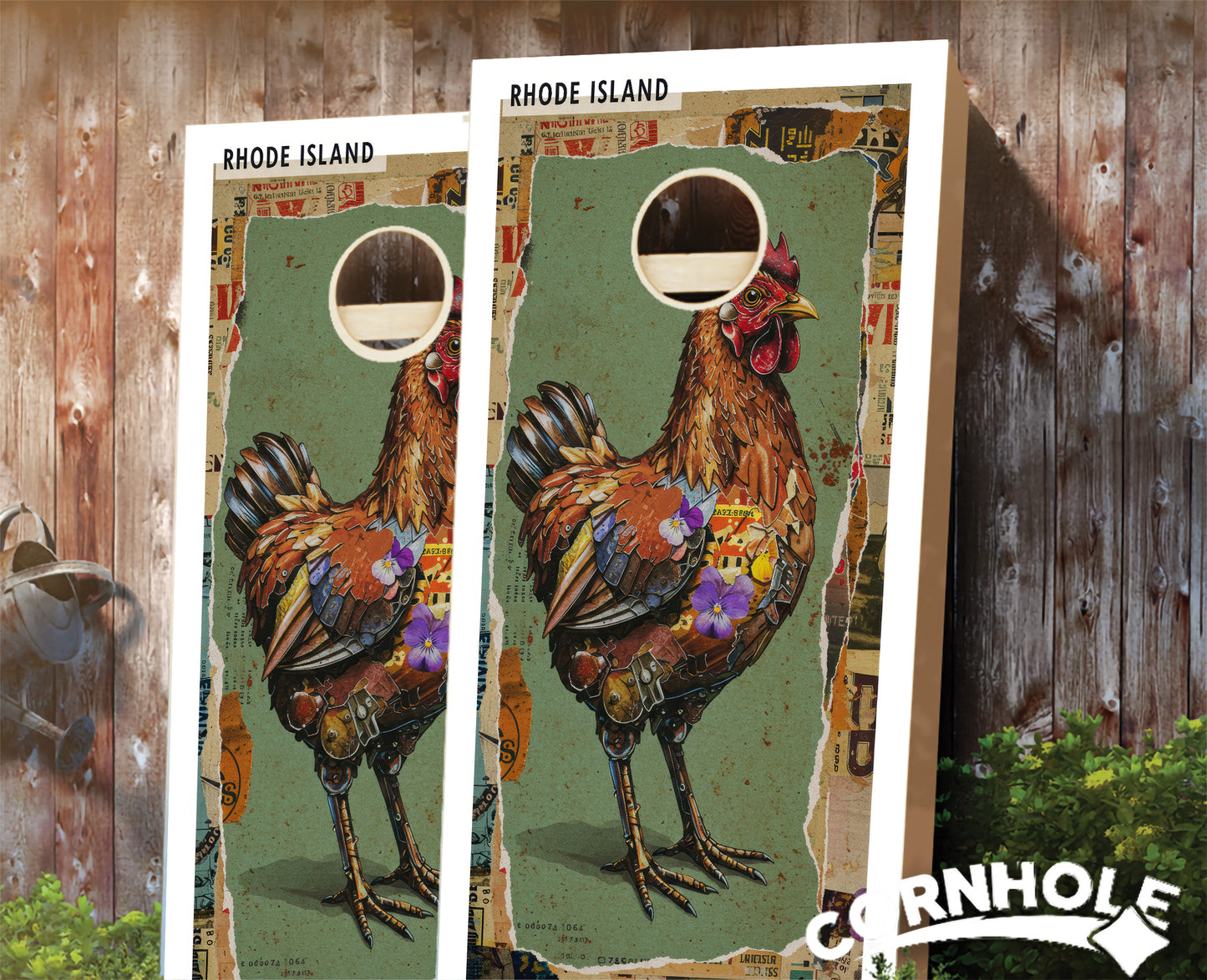 "Rhode Island - State Mixed Media " Cornhole Boards