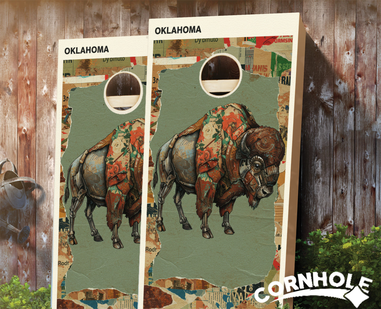 "Oklahoma - State Mixed Media " Cornhole Boards
