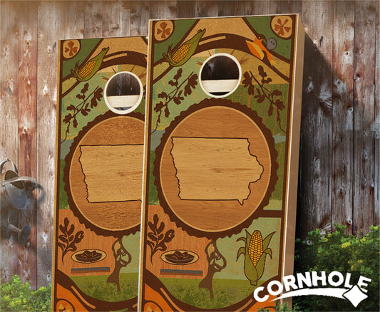 "Iowa - State Wood Homage " Cornhole Boards