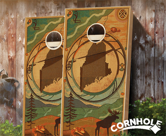 "Maine - State Wood Homage " Cornhole Boards