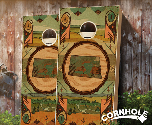 "North Dakota - State Wood Homage " Cornhole Boards
