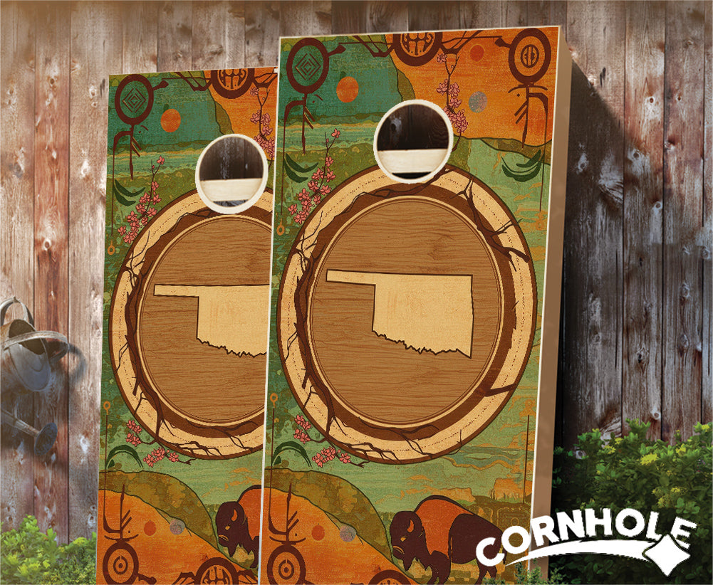 "Oklahoma - State Wood Homage " Cornhole Boards