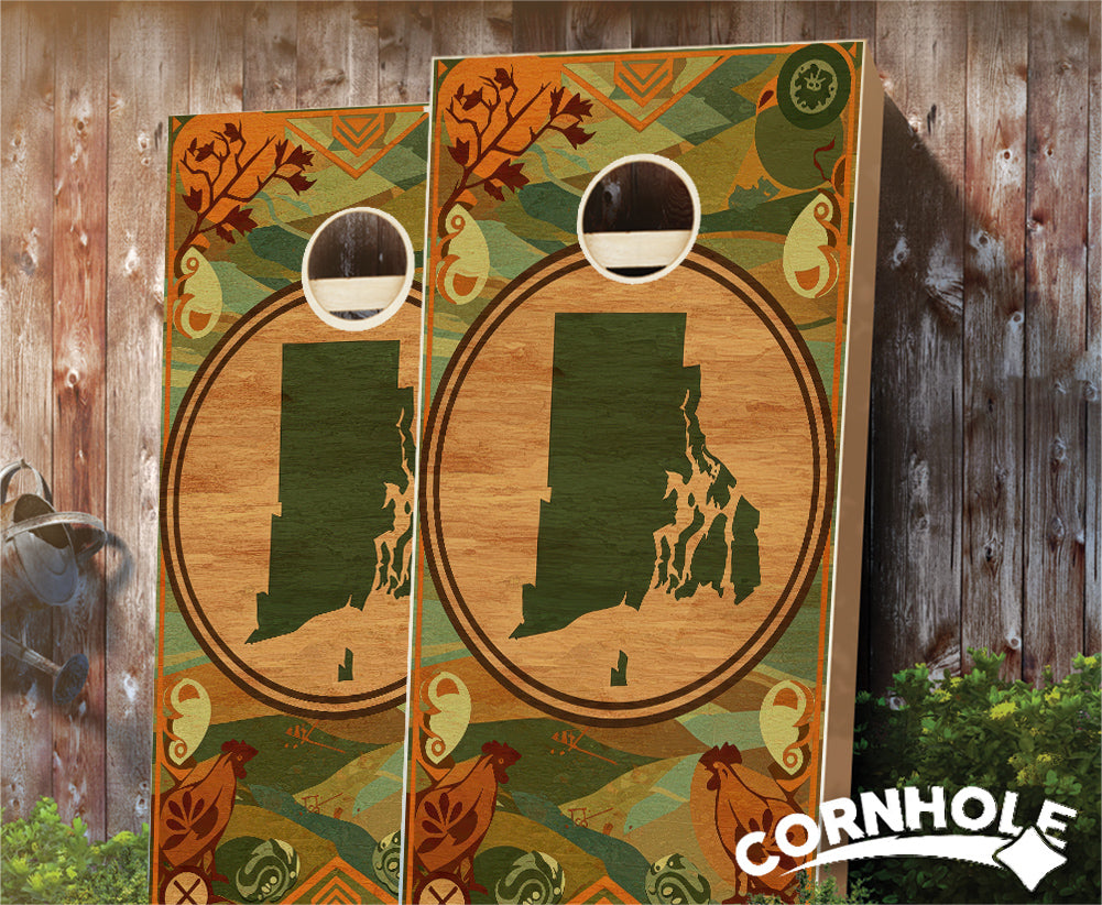 "Rhode Island - State Wood Homage " Cornhole Boards