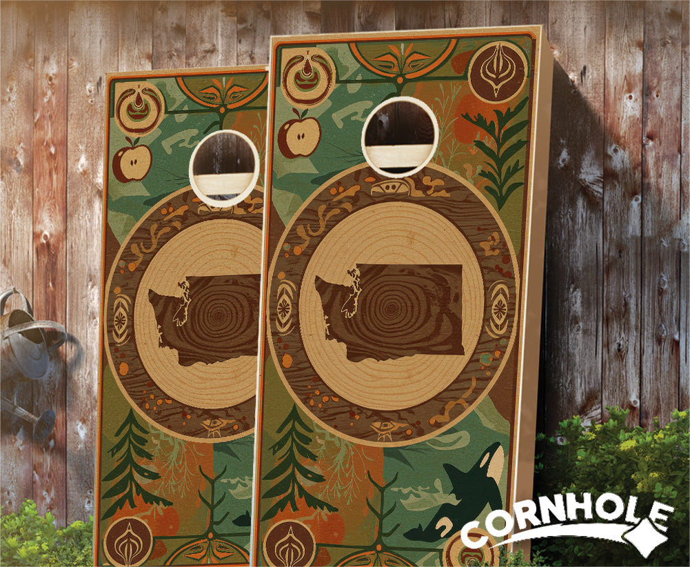 "Washington - State Wood Homage " Cornhole Boards