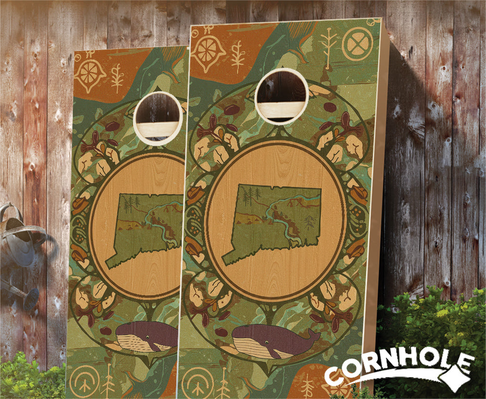 "Connecticut - State Wood Homage " Cornhole Boards