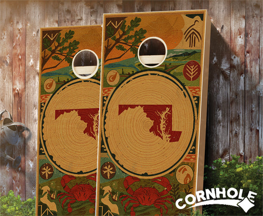 "Maryland - State Wood Homage " Cornhole Boards