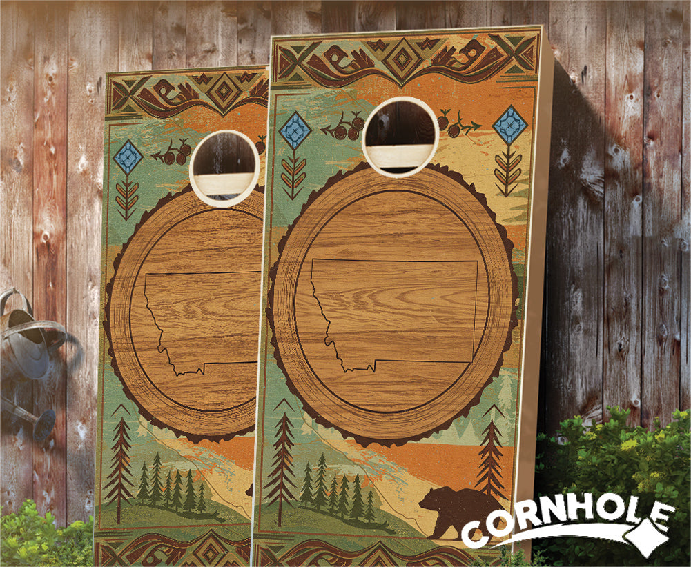 "Montana - State Wood Homage " Cornhole Boards