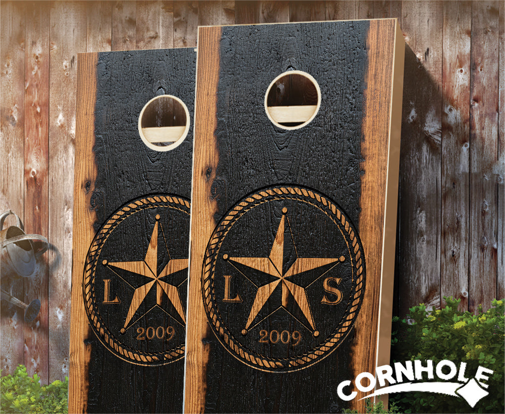 "Charred Hickory Teas Star Circle" Cornhole Boards