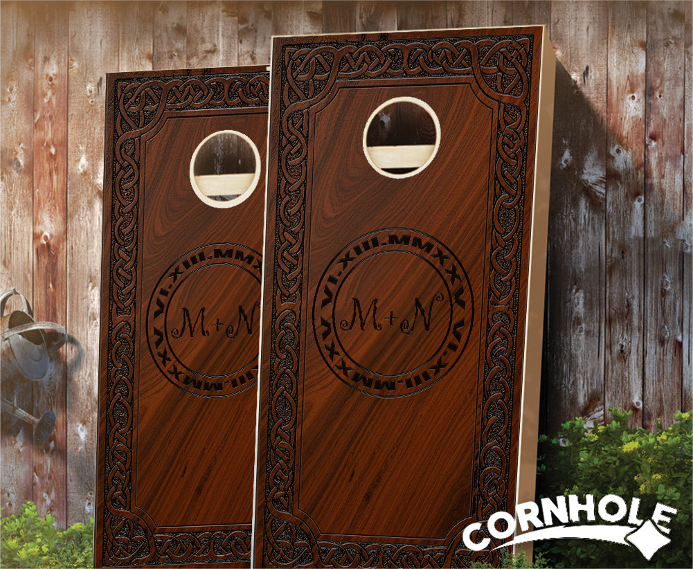 "Dark Norse w/ Monogram" Cornhole Boards
