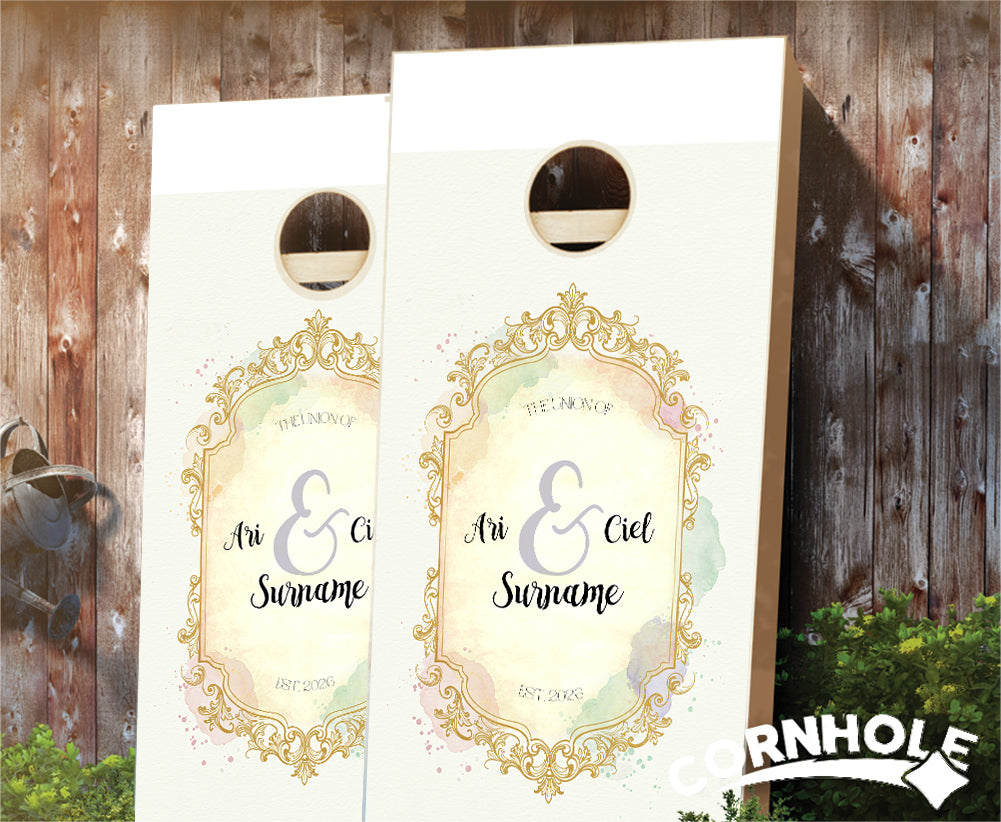 "Gold Watercolor" Cornhole Boards