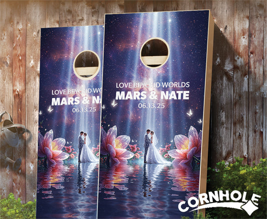 "Love Beyond Worlds" Cornhole Boards