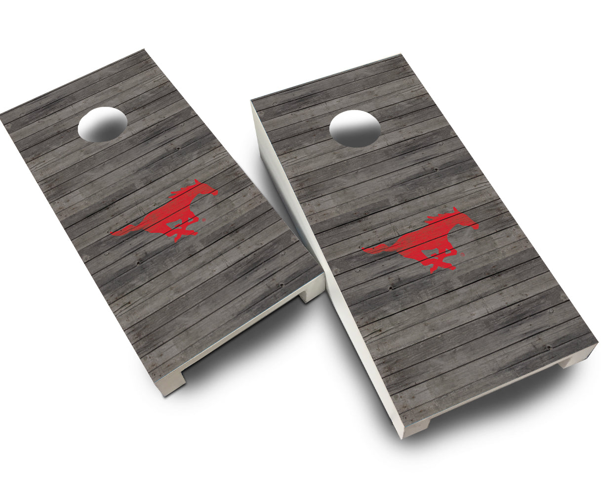 "Southern Methodist Distressed" Tabletop Cornhole Boards