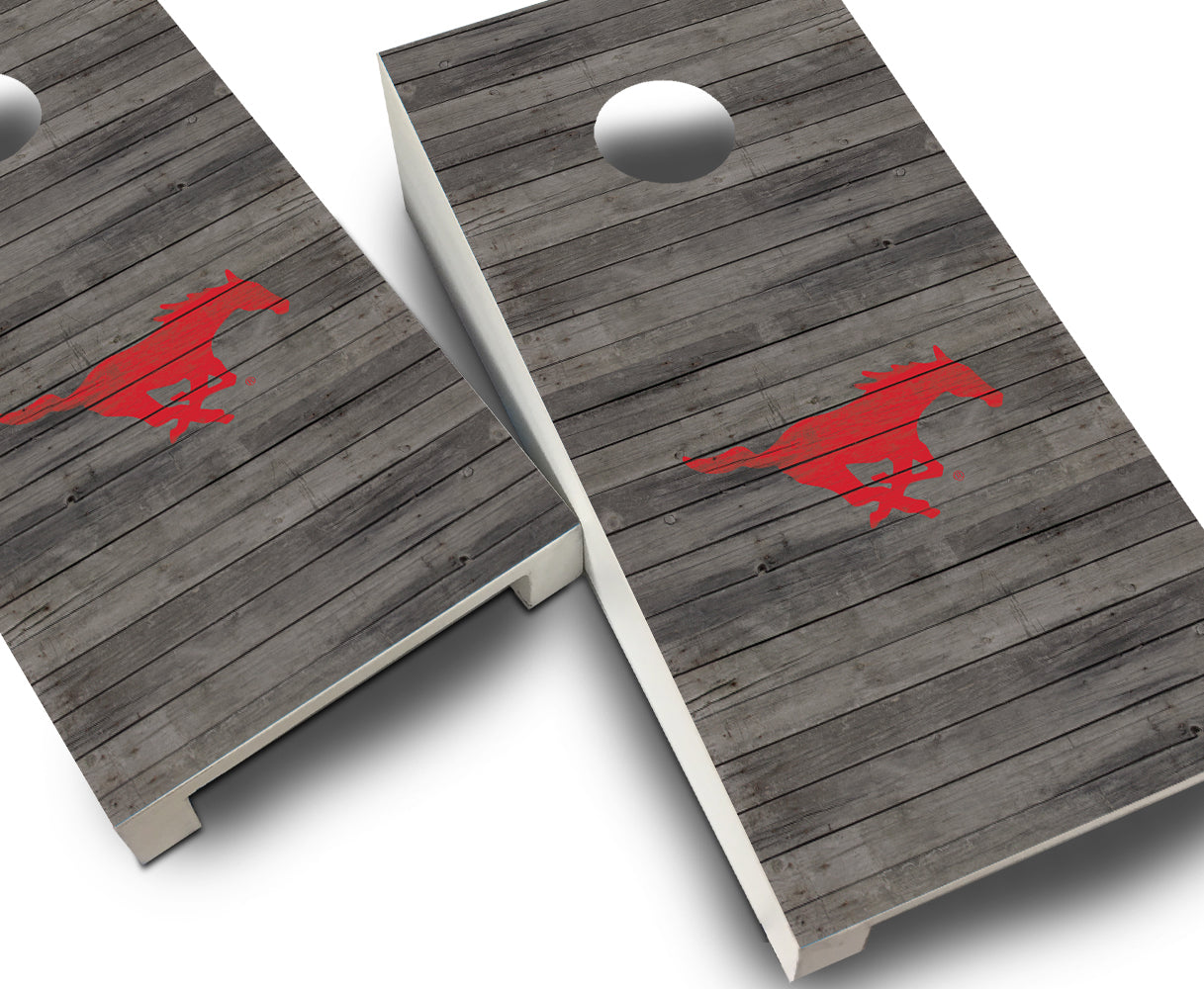 "Southern Methodist Distressed" Tabletop Cornhole Boards