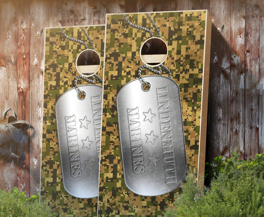 "USMC Dog Tag" Cornhole Boards