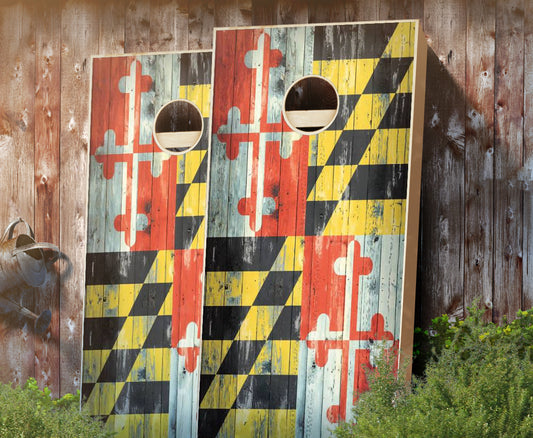 "Maryland Flag Distressed" Cornhole Boards