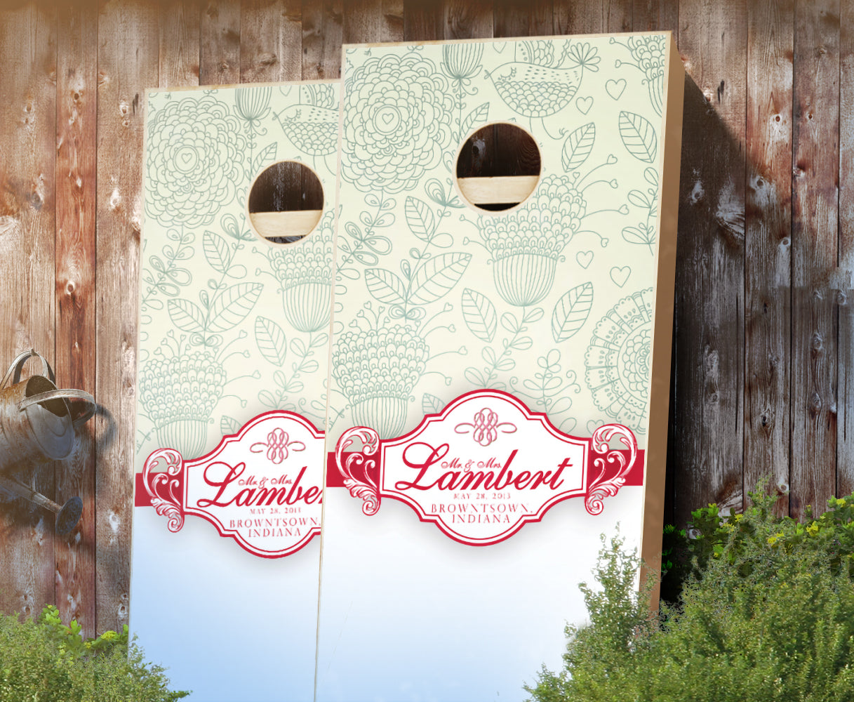 "Name Ribbon" Personalized Wedding Cornhole Boards