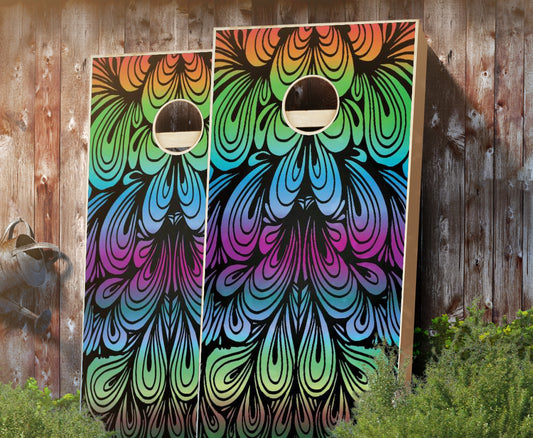 "Rainbow Swirl" Cornhole Boards
