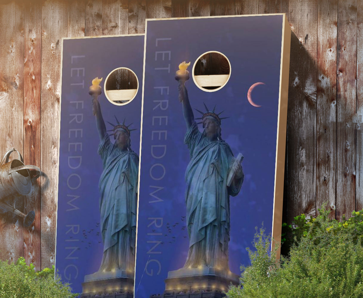 "Let Freedom Ring Dark" Cornhole Boards