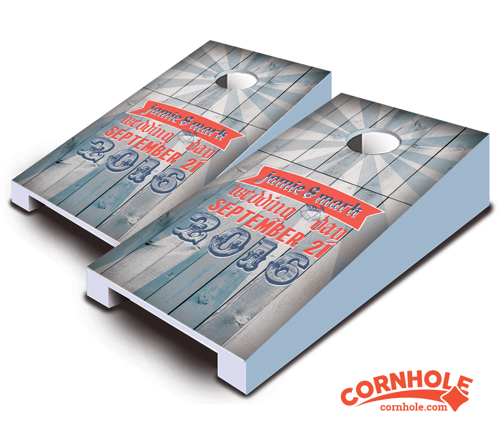 "Retro Carnie Wedding" Personalized Tabletop Cornhole Boards