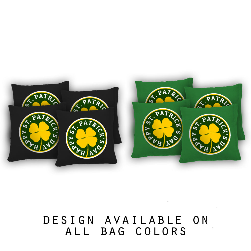 "Happy St. Patrick's Day Circle" Cornhole Bags - Set of 8
