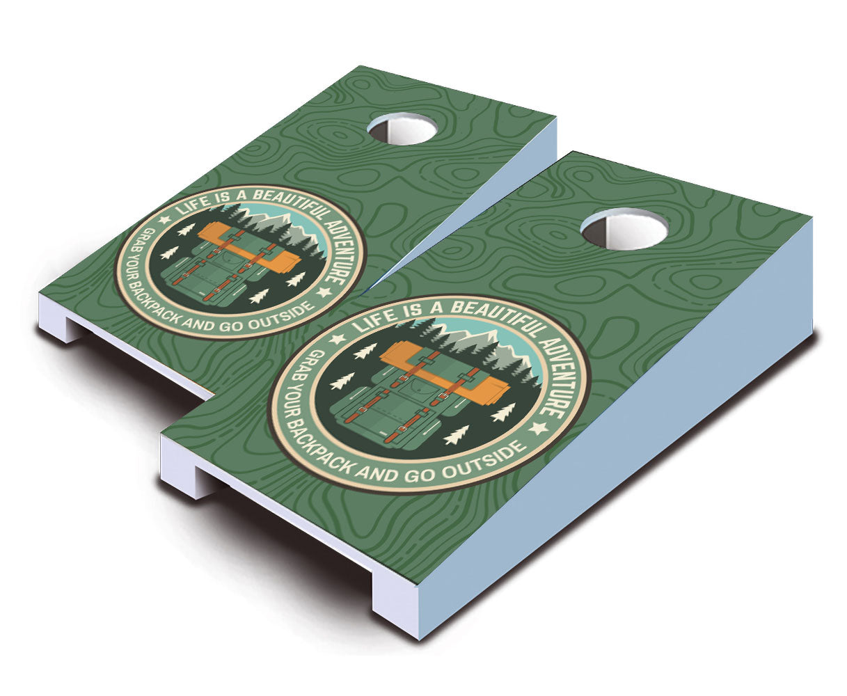 "Life Adventure Backpacking" Tabletop Cornhole Boards
