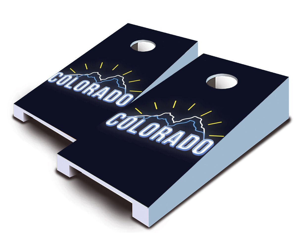 "Colorado Neon Sign" Tabletop Cornhole Boards
