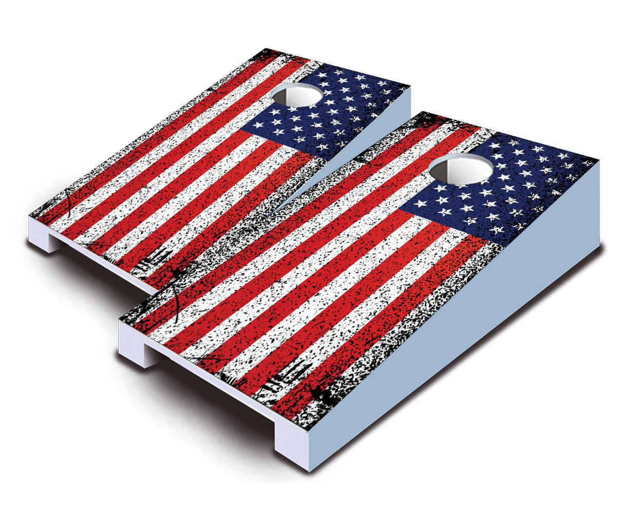 "Grunge American Flag" Tabletop Cornhole Boards